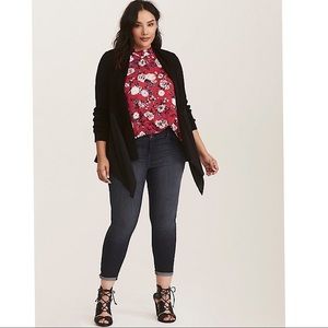 Torrid Floral Mock Neck Ruffle Trim Tank
